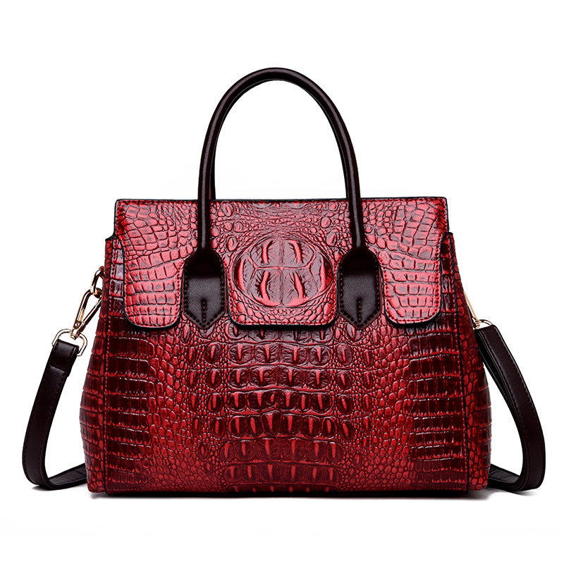 Women's Charming Trendy Crocodile Pattern Big Handbags