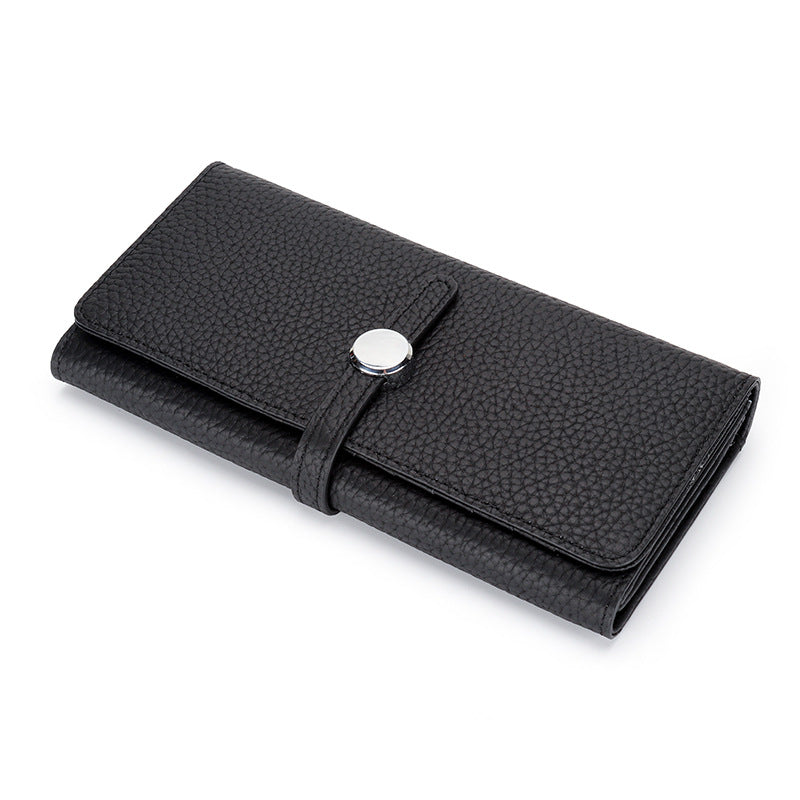 Women's Real Leather Long Large Capacity Pure Purses