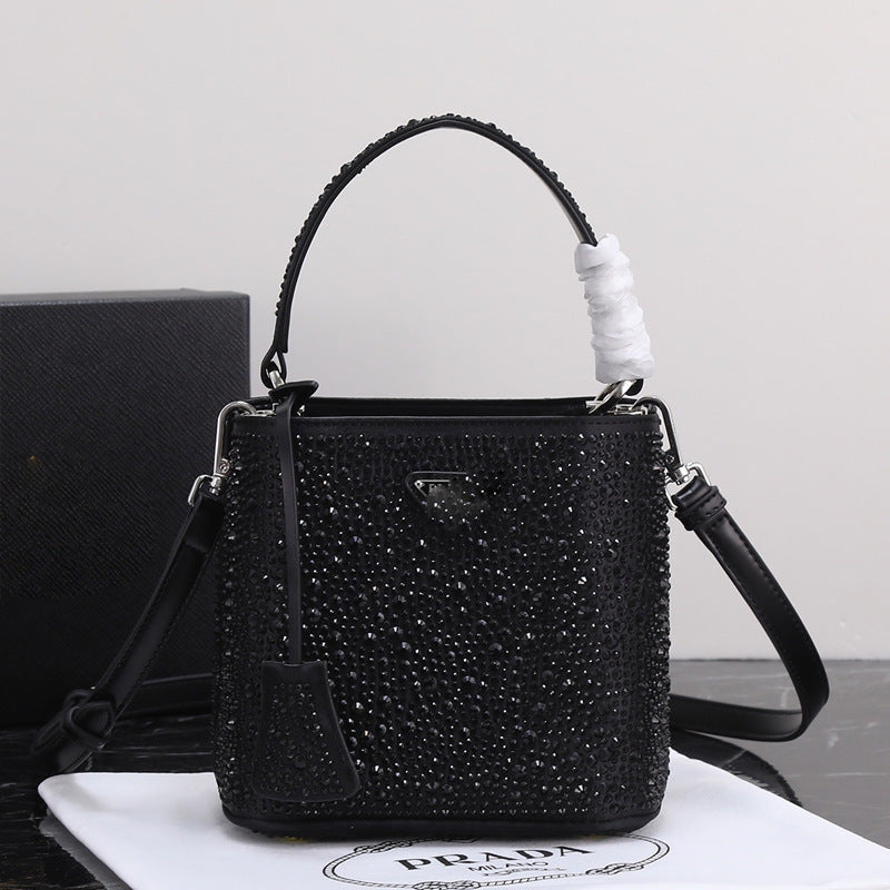 Women's P's Inverted Triangle Logo Full Diamond Shoulder Bags