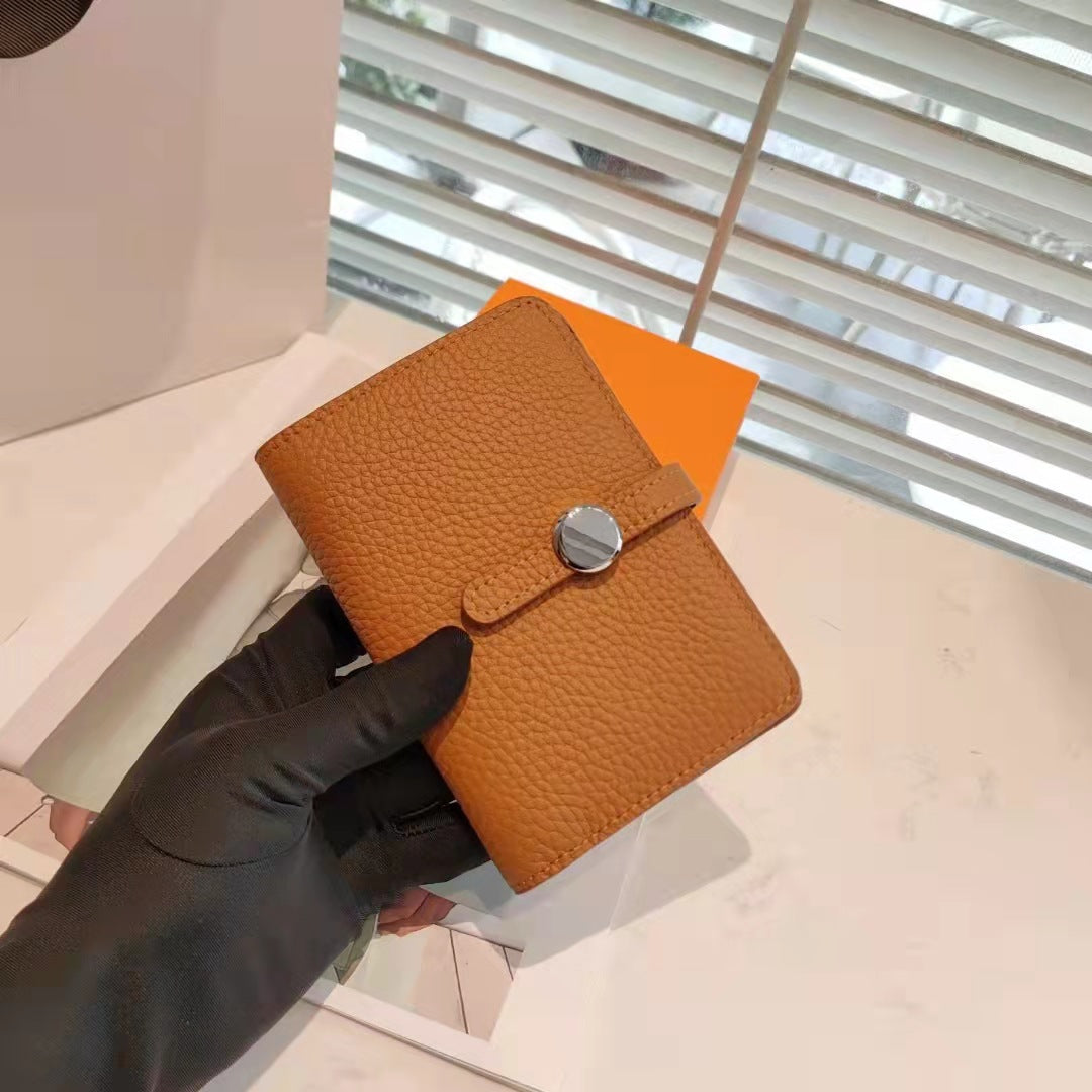 Elegant Cowhide Clutch Multiple Slots Zipper Handbags