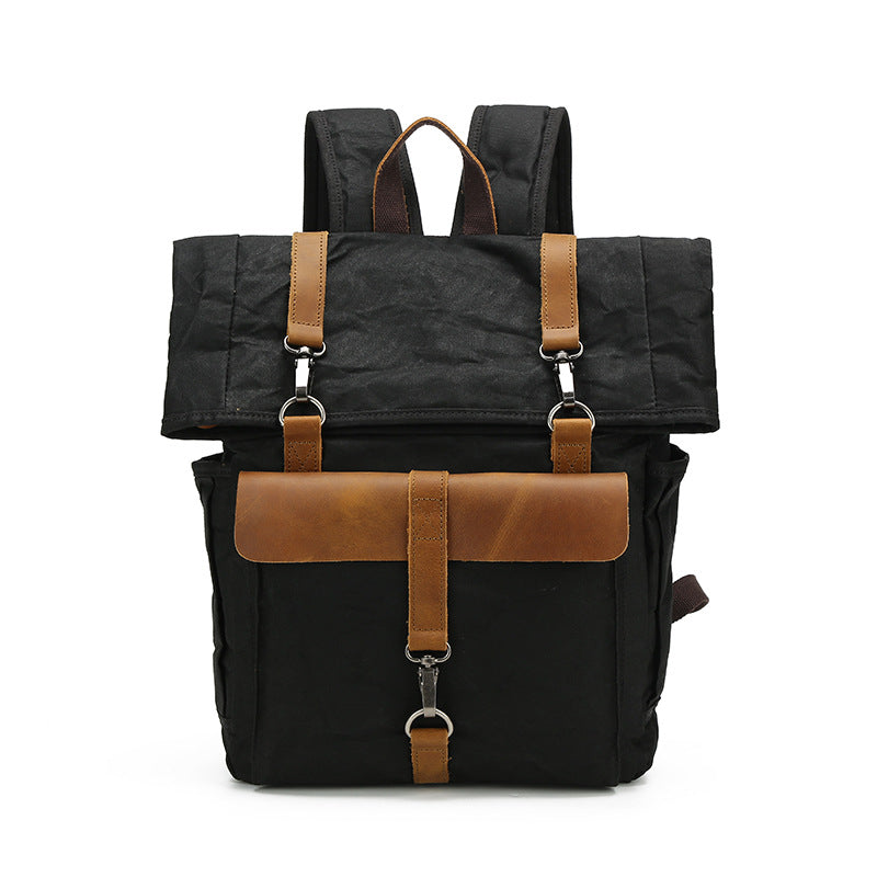 Leather Waterproof Oil Wax Canvas Leisure Computer Backpacks