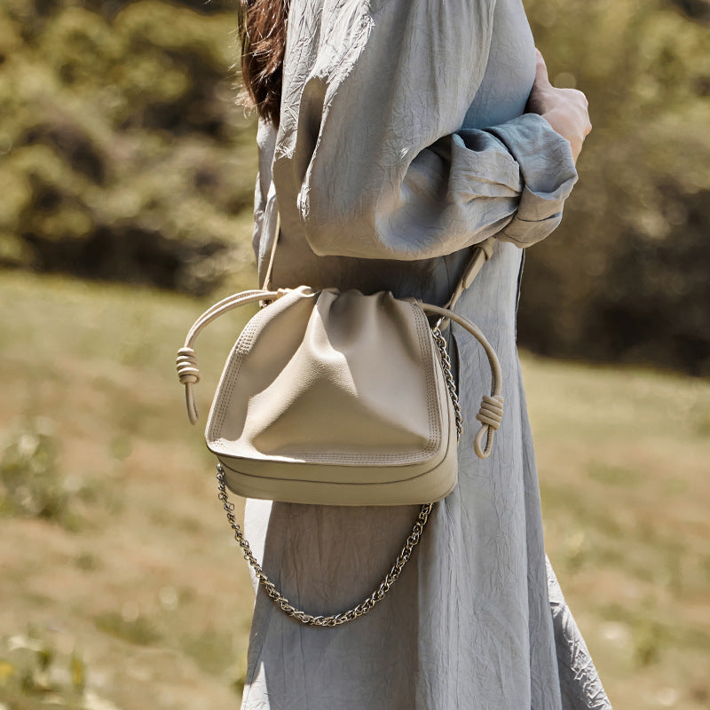 Women's Summer Niche Pleated Underarm High-grade Genuine Shoulder Bags
