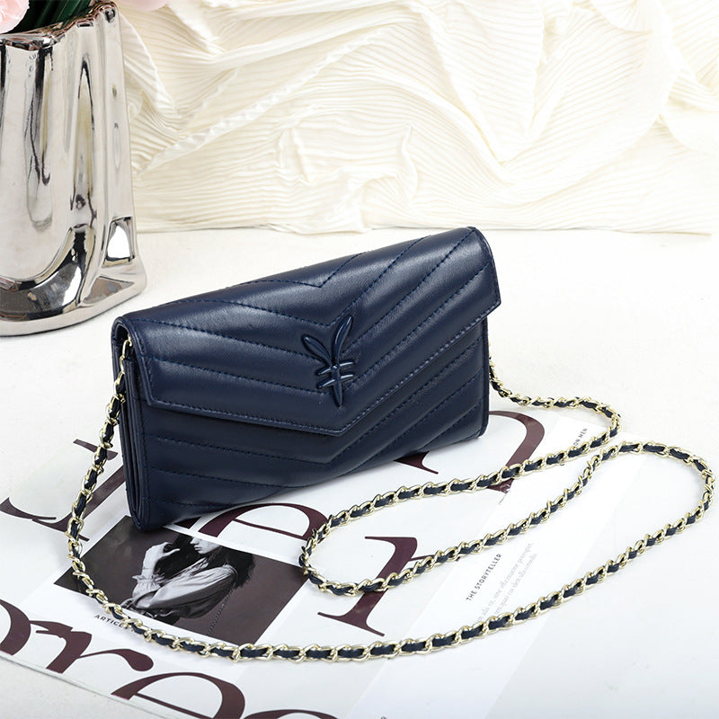 Women's High-grade Sheepskin Chain Mobile Genuine Leather Ladies Wallets