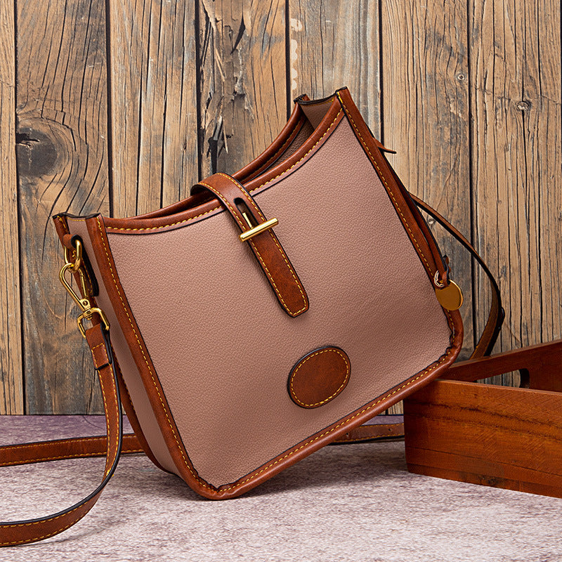 Women's Fashion Retro Grain Pebble Pattern Contrast Crossbody Bags