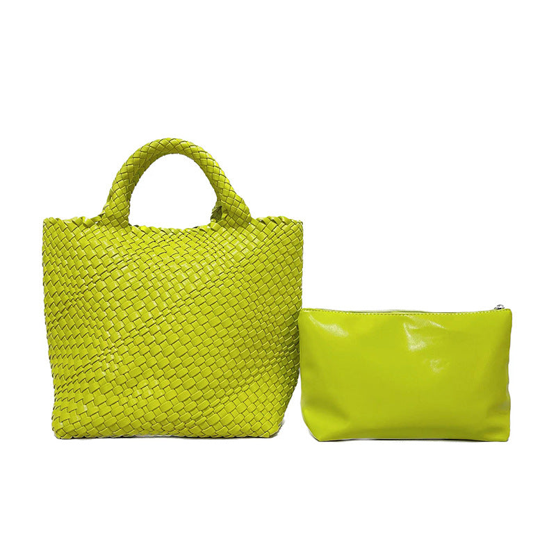 Women's Fashion Hand-woven Texture Portable Large Capacity Handbags