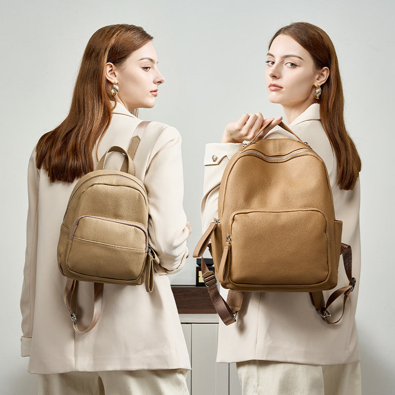 Women's College Portable Computer Lightweight High-grade Leather Backpacks