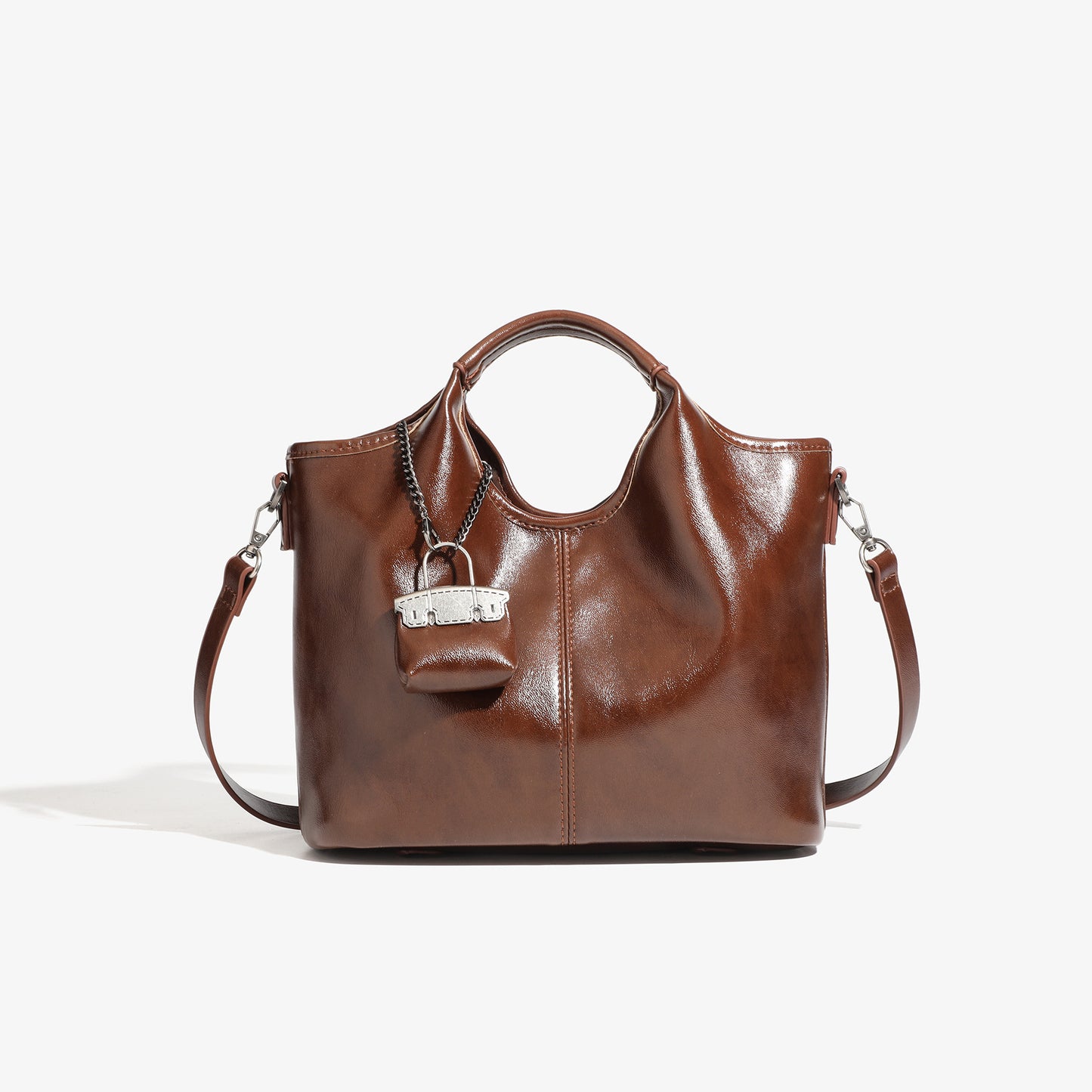 Women's Oil Wax Leather Big Fashionable Retro Tote Bags