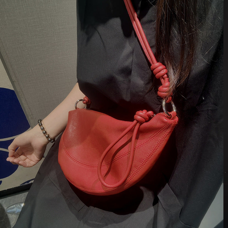 Women's Tanned Sheepskin Genuine Leather Retro Niche Crossbody Bags