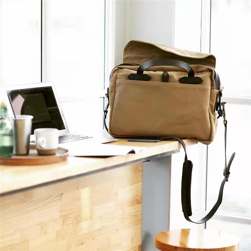Men's Vintage Oil Wax Canvas Official Document Gentleman Men's Handbags