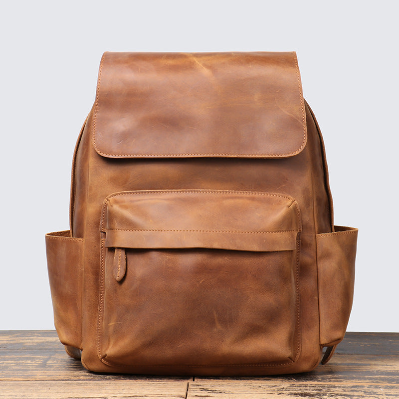 Men's Horse Leather Portable Retro Cowhide Large Backpacks