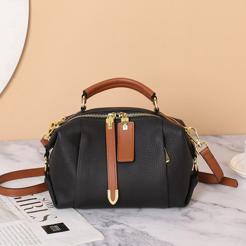Women's First Layer Cowhide Dumpling Leather Large Handbags