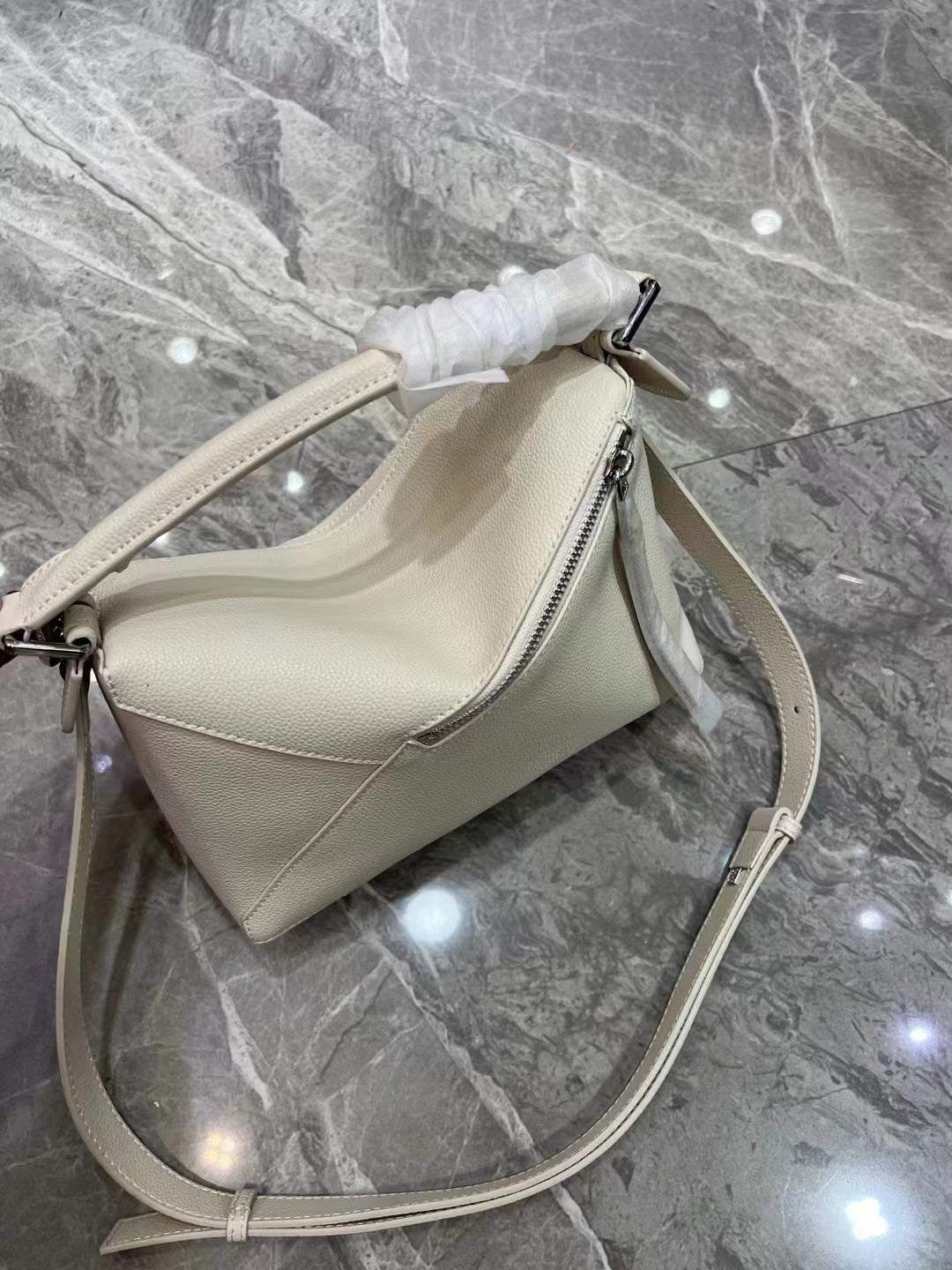 Women's Geometric Original Leather Box Large Capacity Handbags