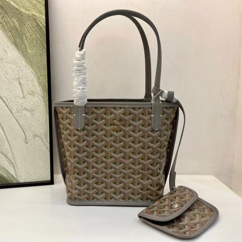 Women's Genuine Leather Dog Teeth Double-sided Shopping Bags