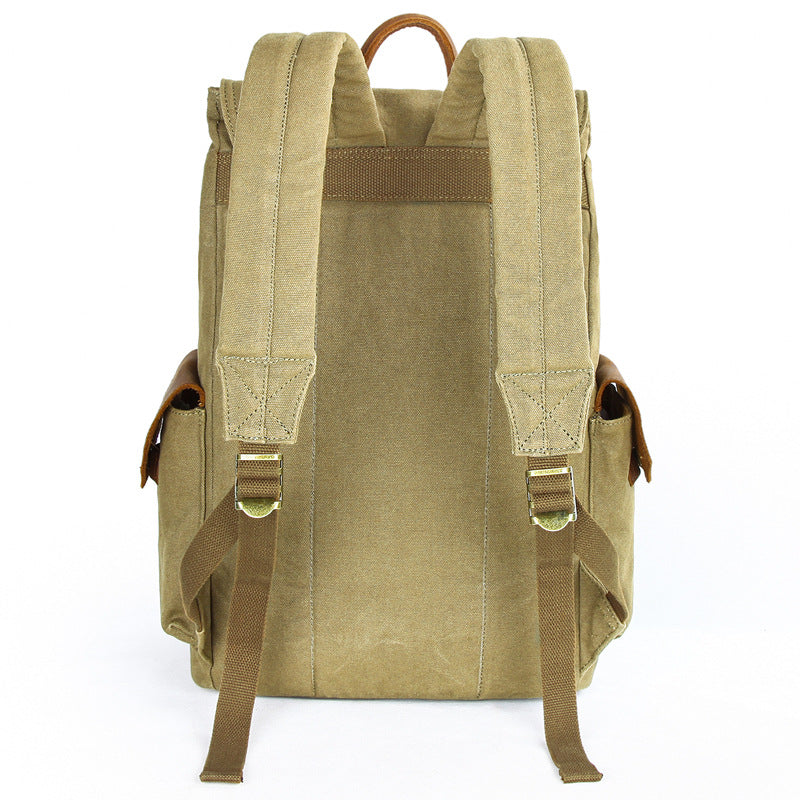 Men's Cotton Retro Crazy Horse Leather Canvas Backpacks