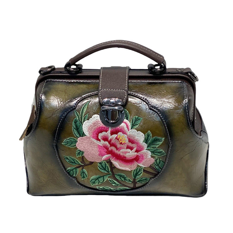 Women's Retro Style Embroidery With Cheongsam Cotton Shoulder Bags