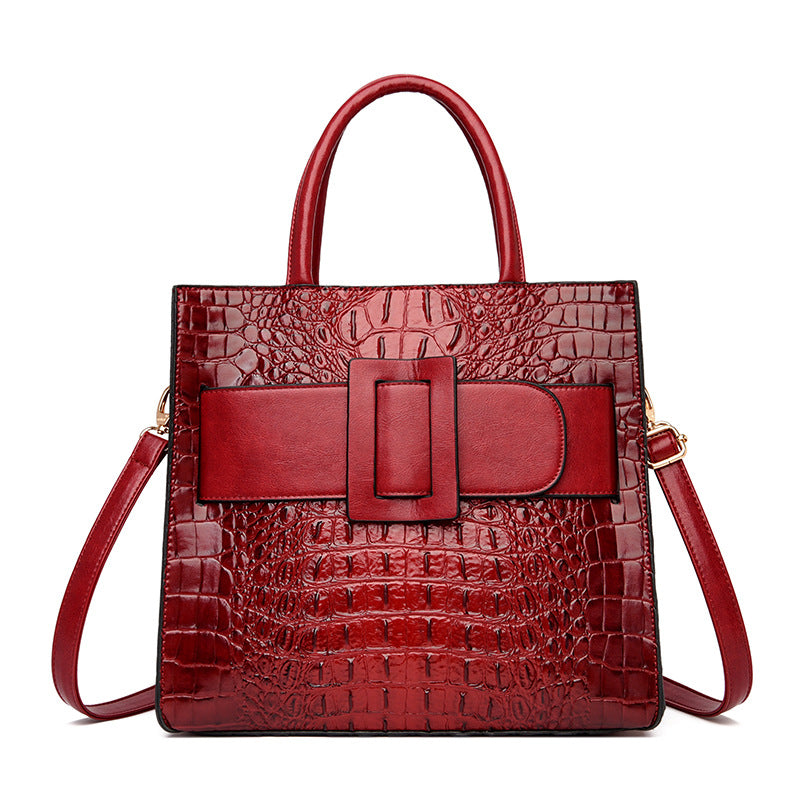 Women's Durable Crocodile Pattern Trendy Vintage Handbags
