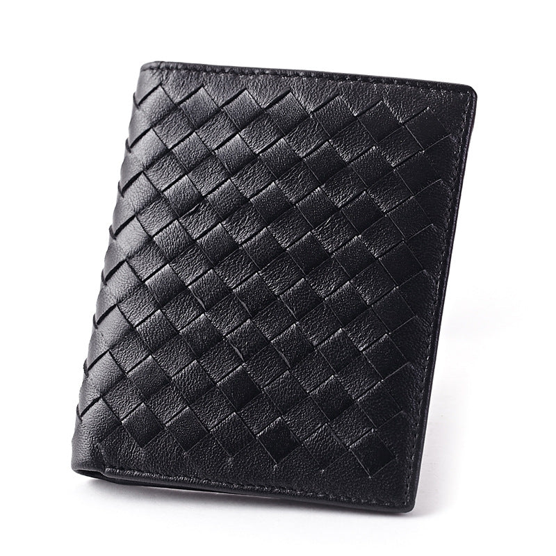 Men's Hand-woven Short Long Genuine Leather Classic Business Men's Wallets