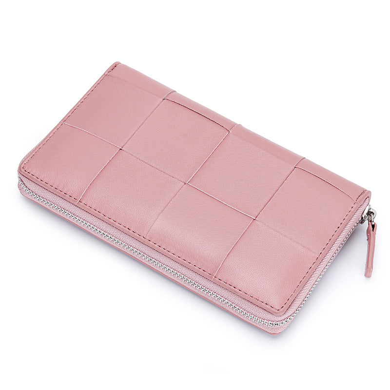Leather Long Sheepskin Woven Fashion Clutch Ladies Wallets