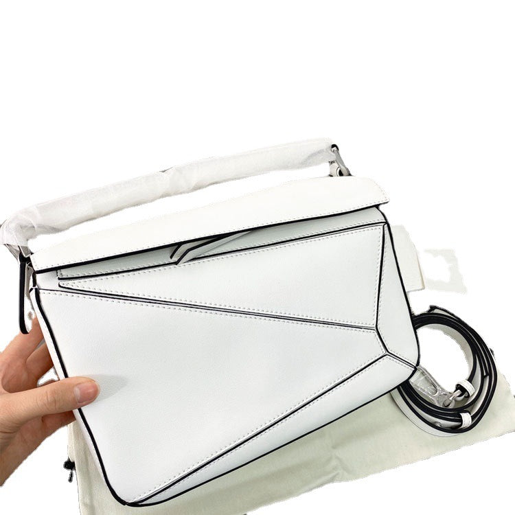 Geometric Cowhide Stitching Pillow Retro One Shoulder Bags