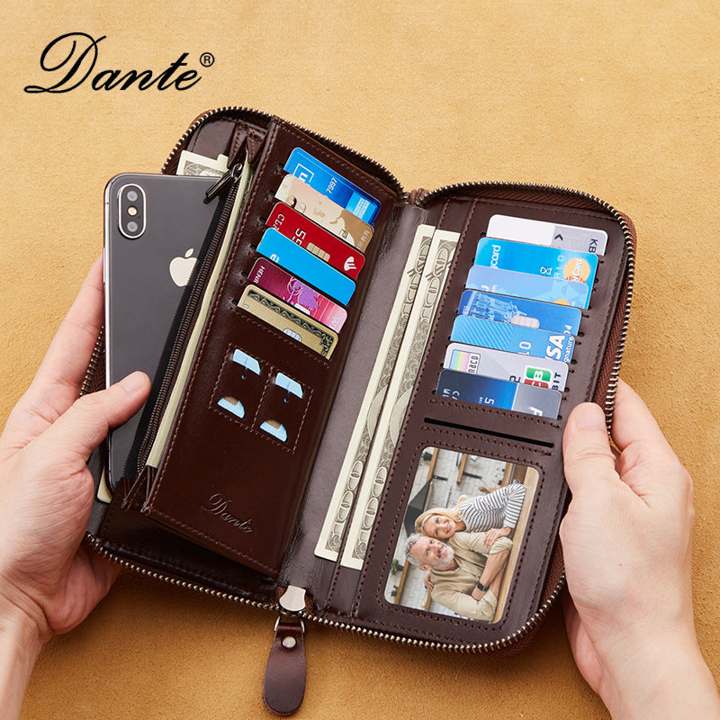Men's Genuine Leather Hand Grab Swiping Retro Men's Wallets