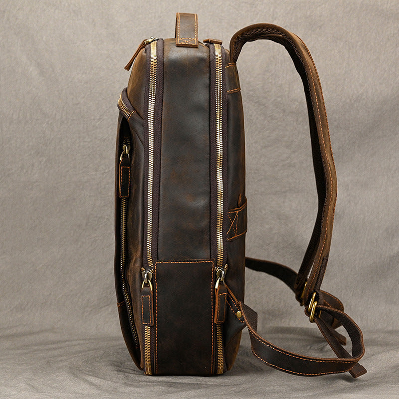 Men's Genuine Leather Commuter Computer Black First Backpacks