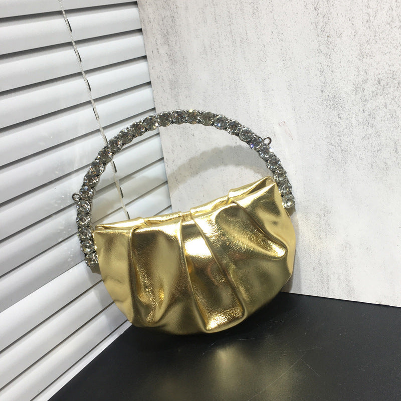 Female Niche Rhinestone Clutch Diamond Pleated Dinner Bags