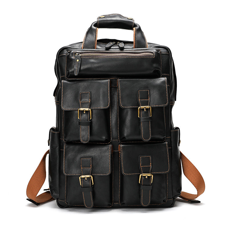 Men's Genuine Leather Large Capacity Portable Retro Backpacks