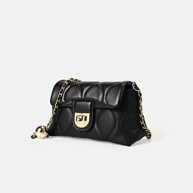 Women's Fashion Genuine Leather Golden Balls Rhombus Shoulder Bags