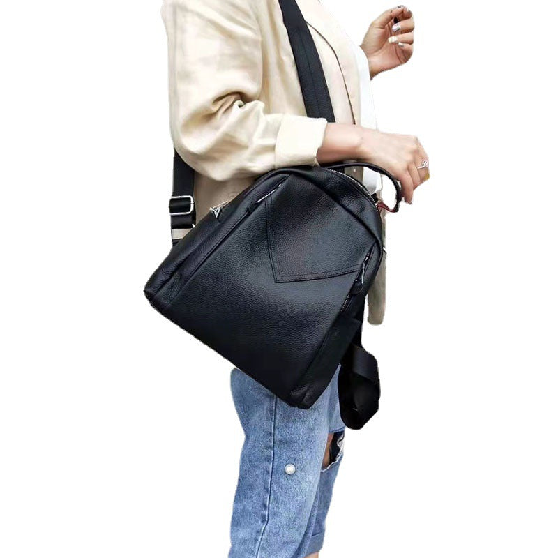 Capacity Versatile Leisure Commute Soft Leather Backpacks
