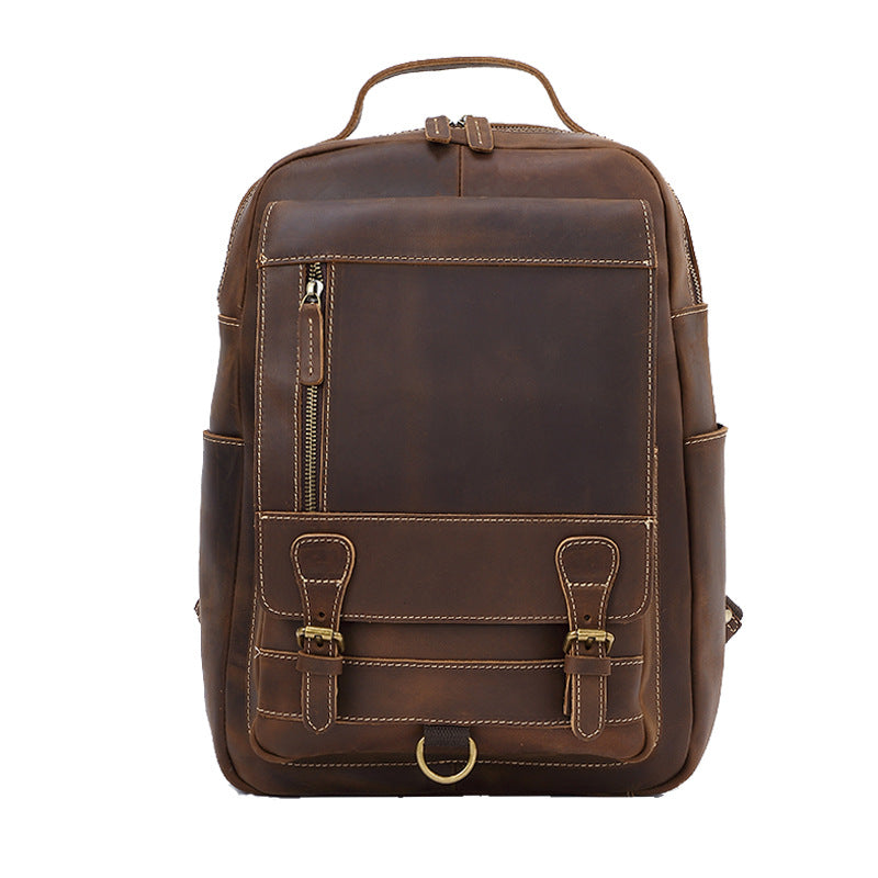 Men's Crazy Horse Leather Top Layer Cow Backpacks