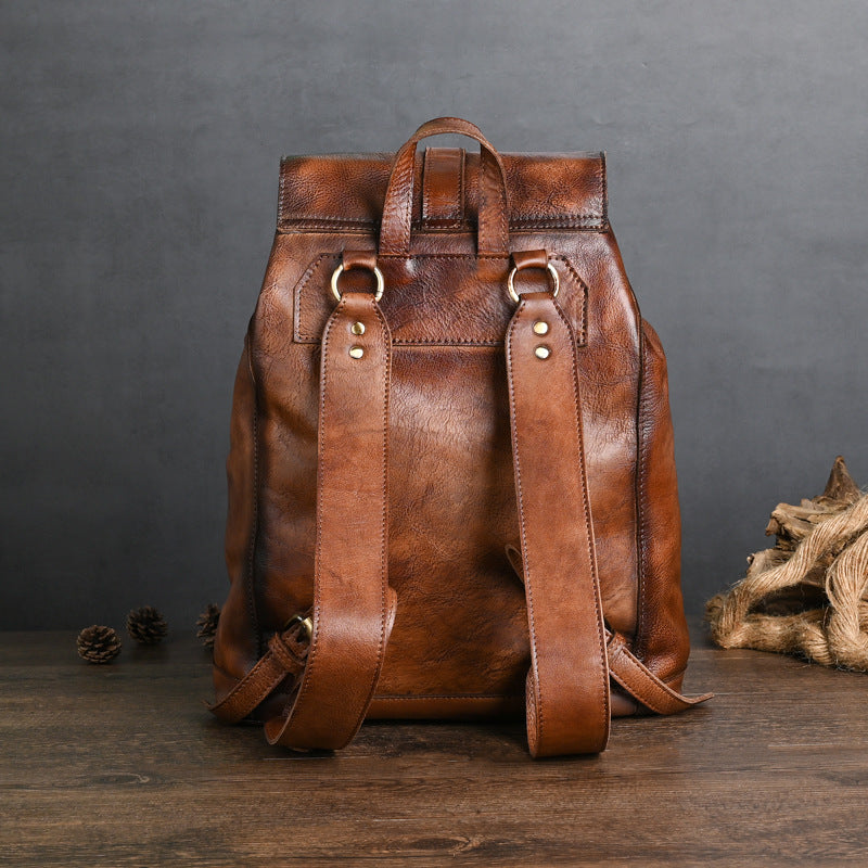 Hand-rub Color Vegetable Tanned Leather Leisure Backpacks