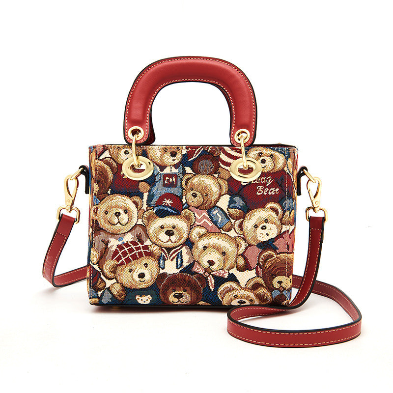 Women's Summer Bear Attachment Diana Cute Fashion Crossbody Bags