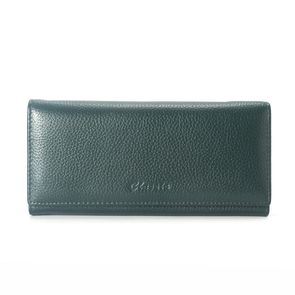 Women's Long Genuine Leather First Layer Cowhide Lychee Pattern Clutch Ladies Wallets
