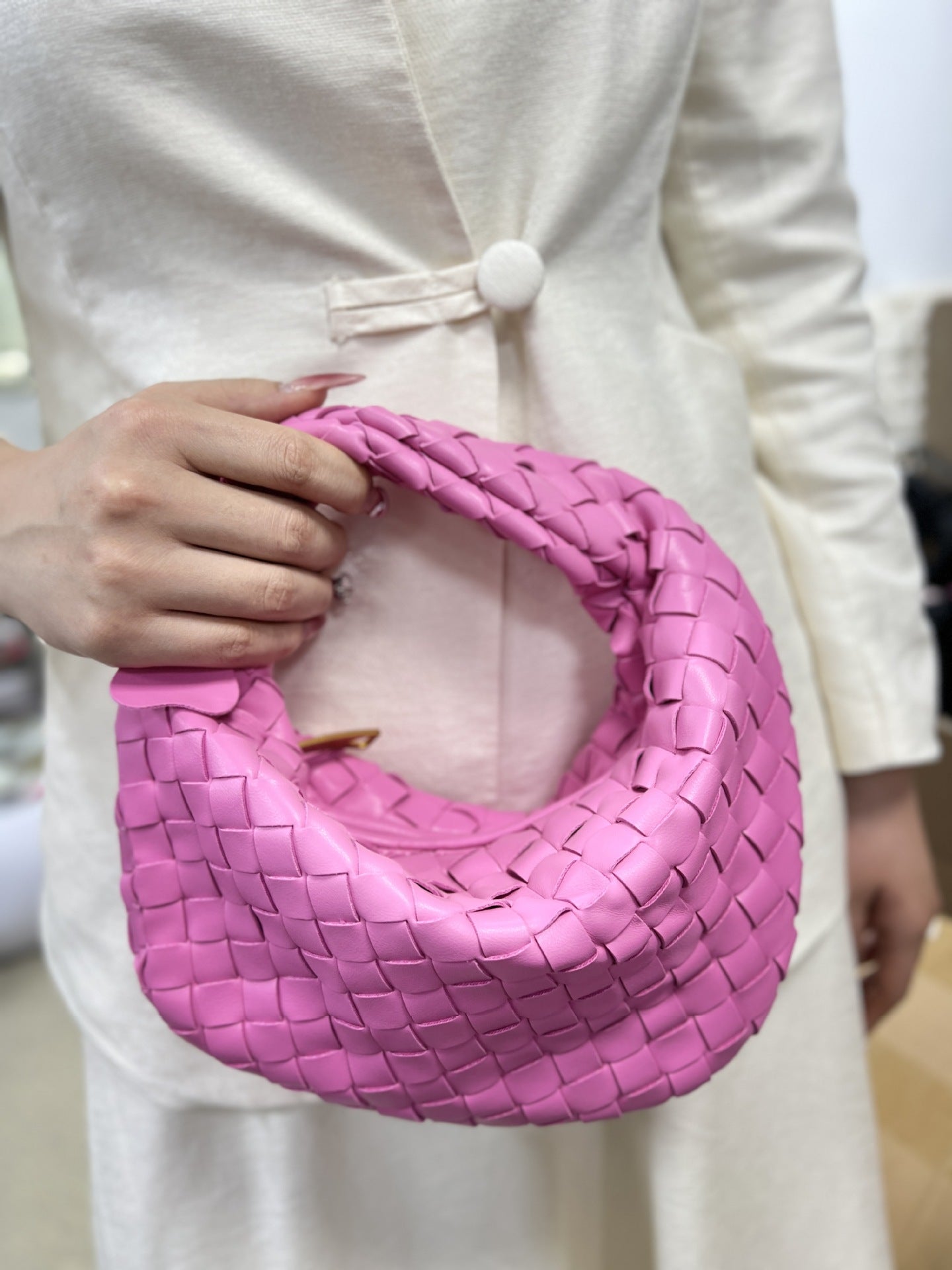 Woven Female Cloud Croissant Hand Holding Handbags