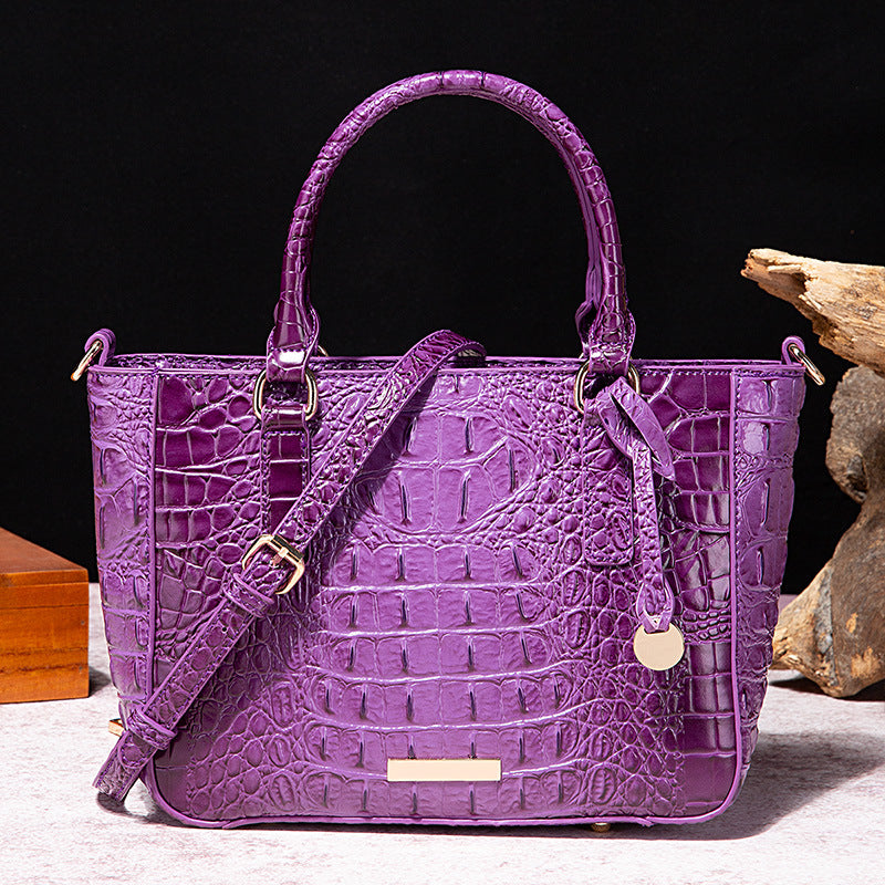 Women's Portable Underarm Vintage Brahmin Crocodile Pattern Handbags