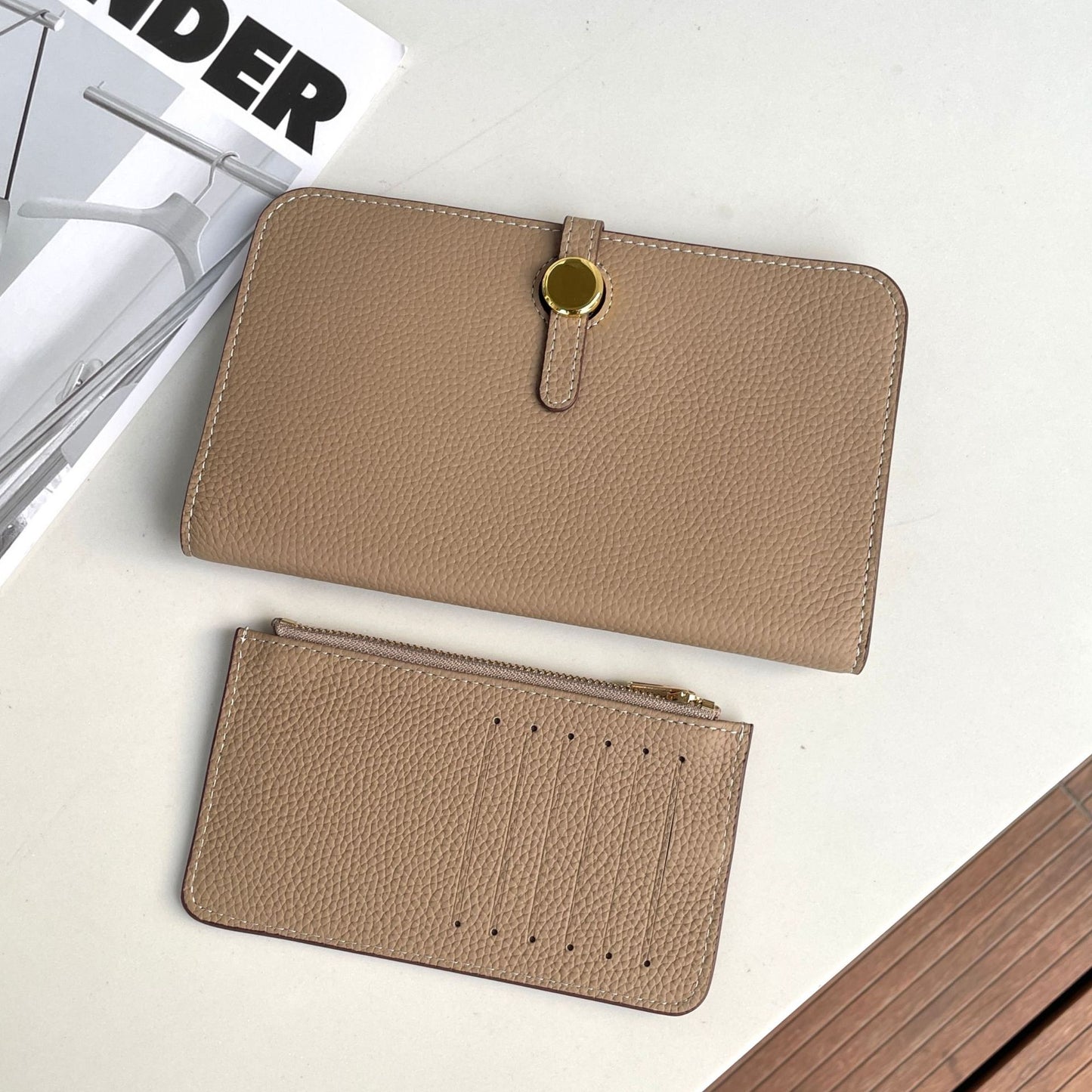 Women's Layer Cowhide Long Passport Folding Large Ladies Wallets