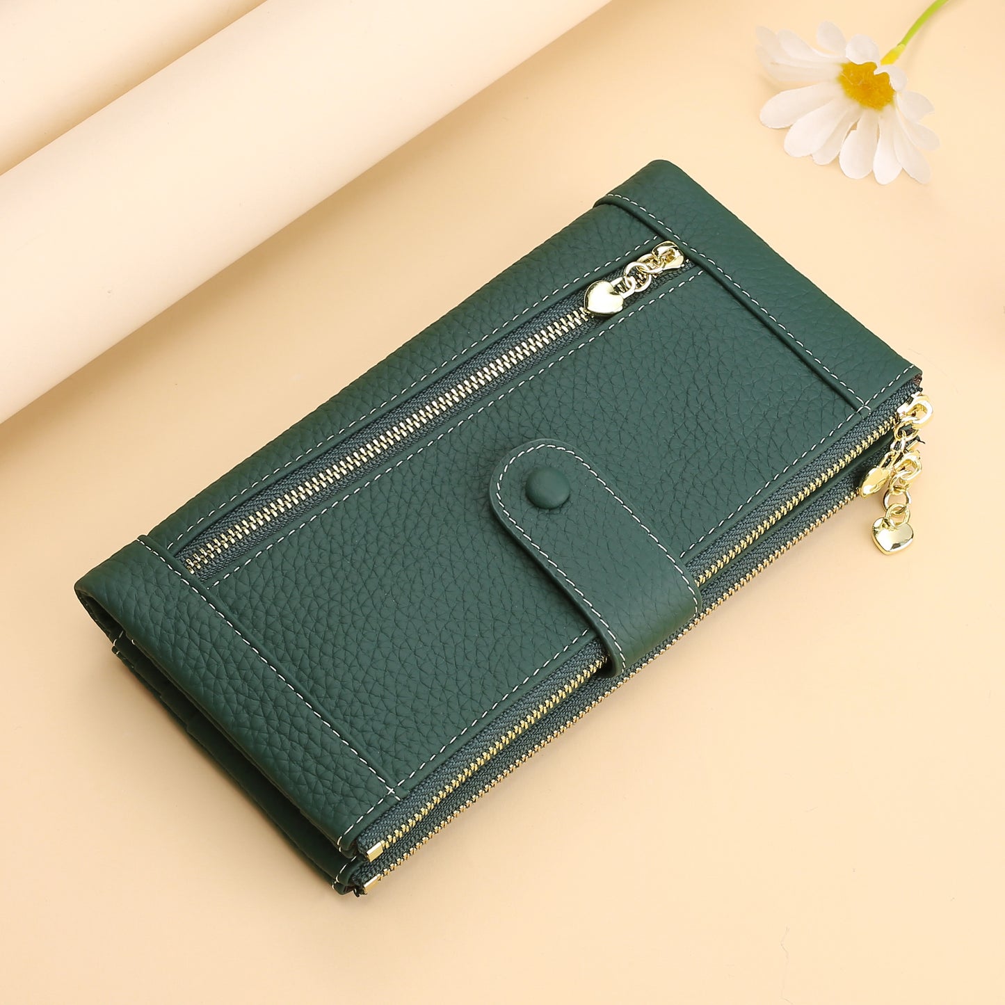 Multifunctional Fashion Top Layer Leather Two-fold Ladies Wallets