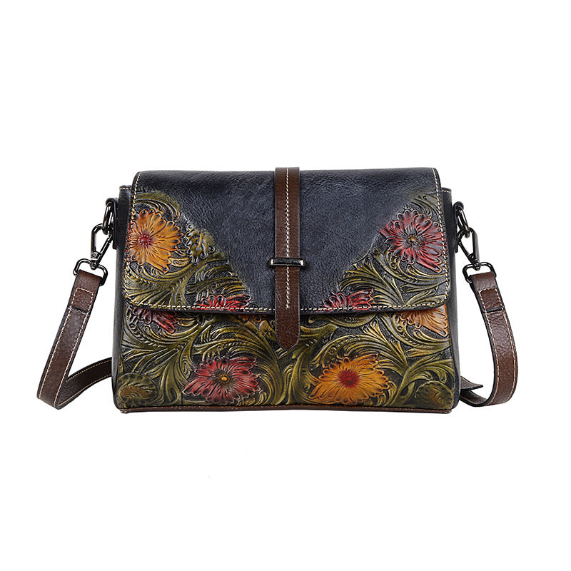 Summer First Layer Cowhide One Embossing Shoulder Bags