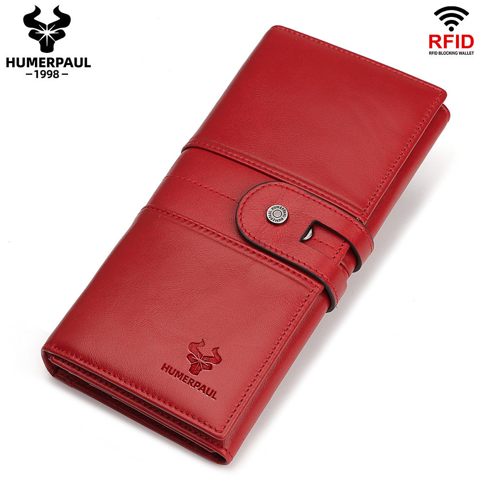 Women's Leather Hand-held Banquet First Layer Long Ladies Wallets