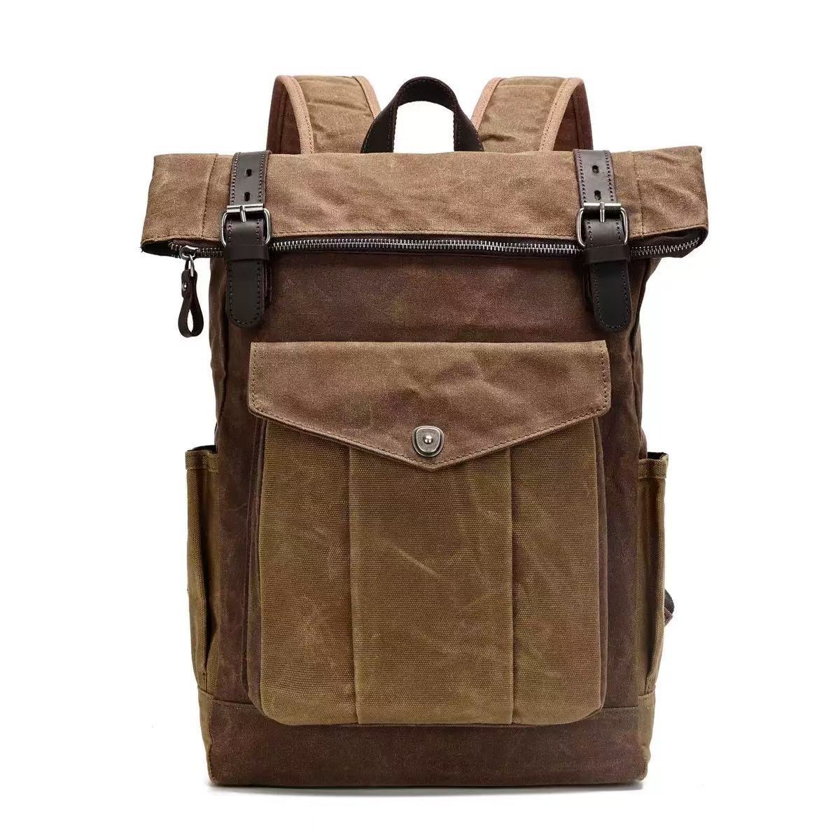 Retro Oil Wax Canvas Leisure Waterproof Backpacks