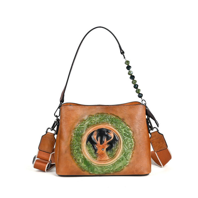 Women's Cowhide Versatile High Quality Underarm Live Crossbody Bags