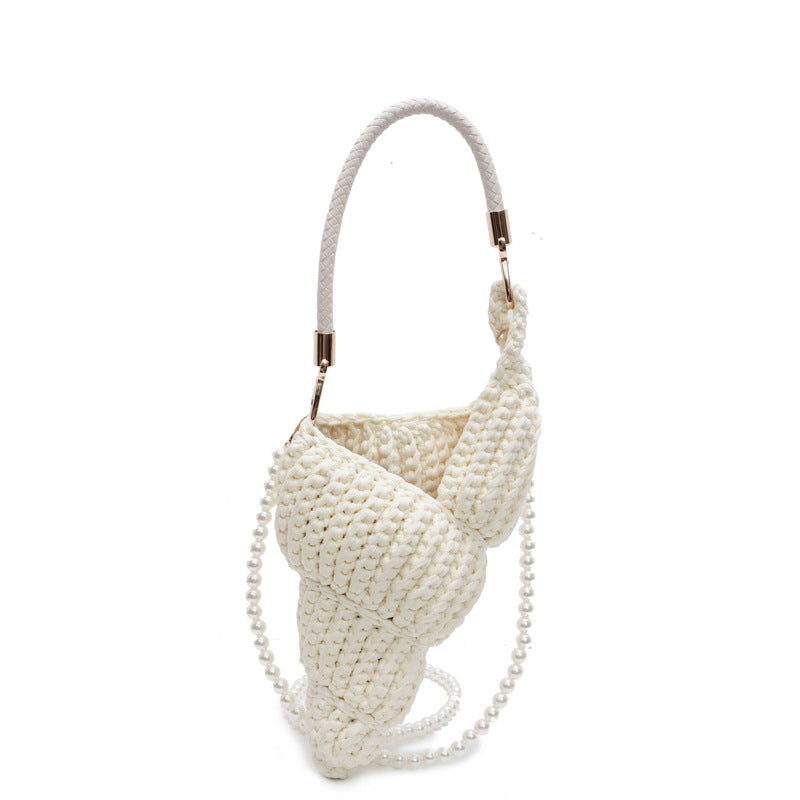 Women's Woven Handmade Seaside Conch Shell Strap Handbags