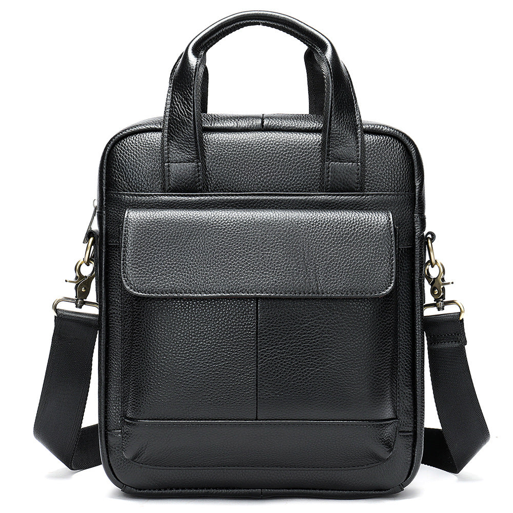 Men's First Layer Cowhide Portable Vertical Business Shoulder Bags