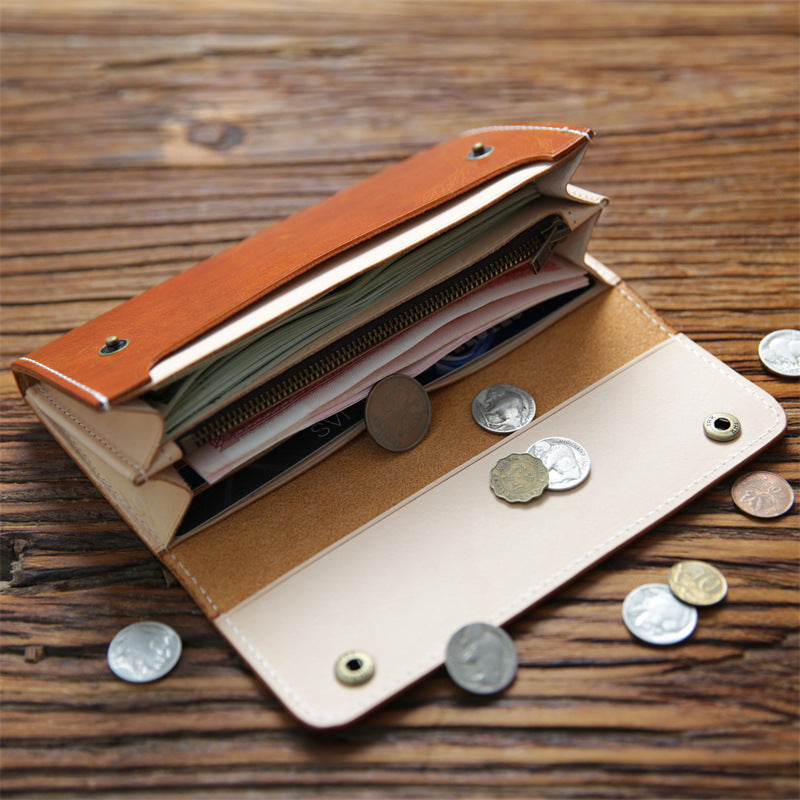 Women's & Men's & Handmade Italian Long Leather First Men's Wallets