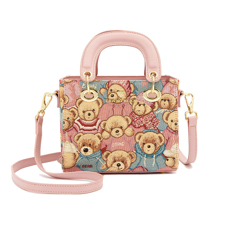 Women's Summer Bear Attachment Diana Cute Fashion Crossbody Bags