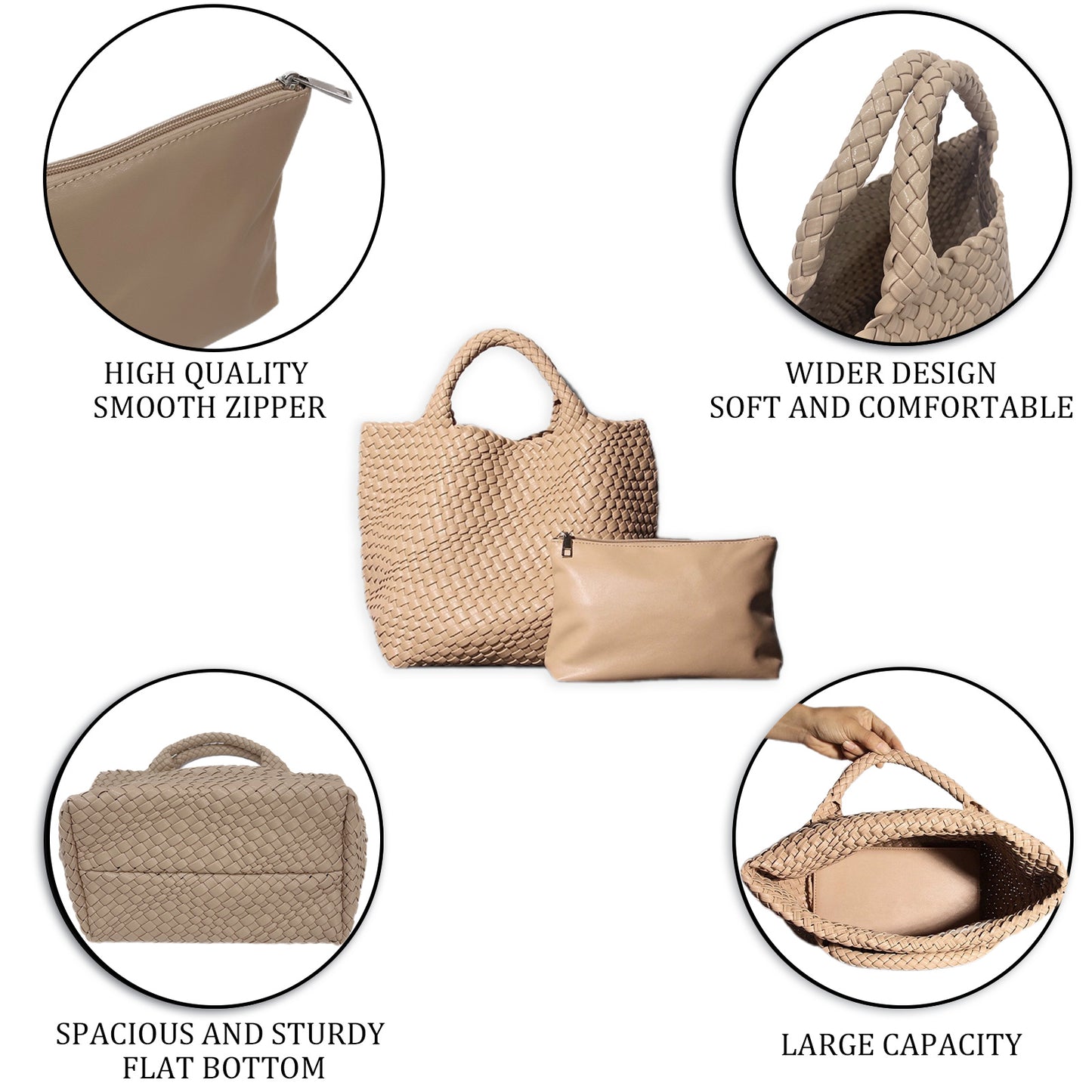 Women's Fashion Hand-woven Texture Portable Large Capacity Handbags