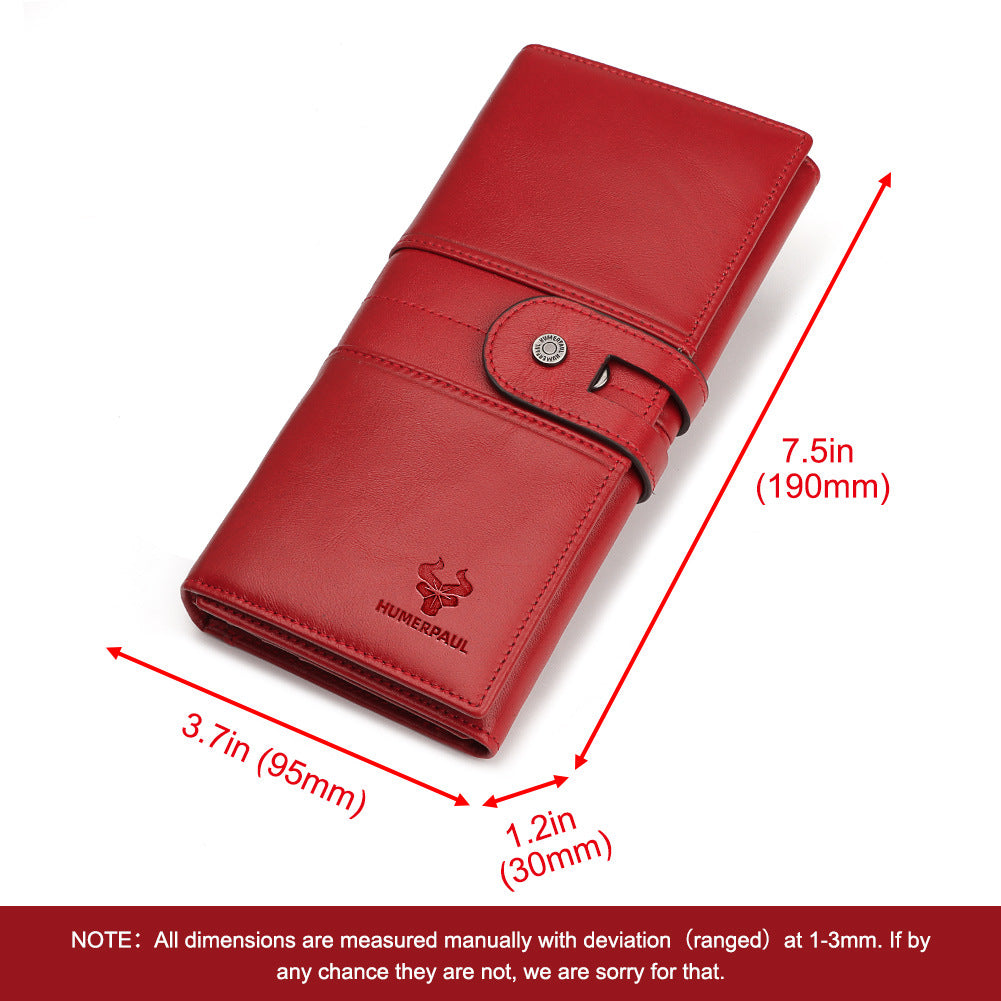 Women's Leather Hand-held Banquet First Layer Long Ladies Wallets