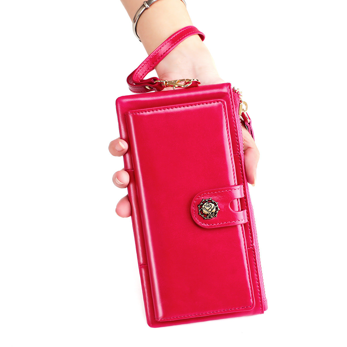 Women's Multifunctional Oil Wax Vintage Clutch Genuine Ladies Wallets