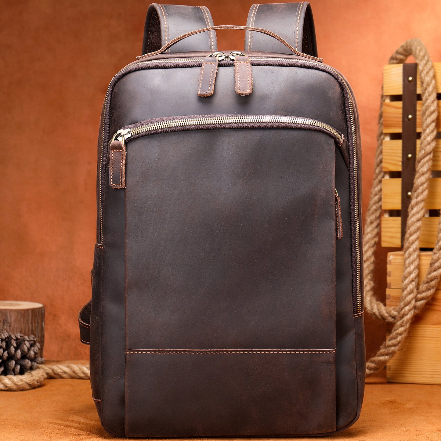 Men's Horse Leather Large Capacity Vintage First Backpacks
