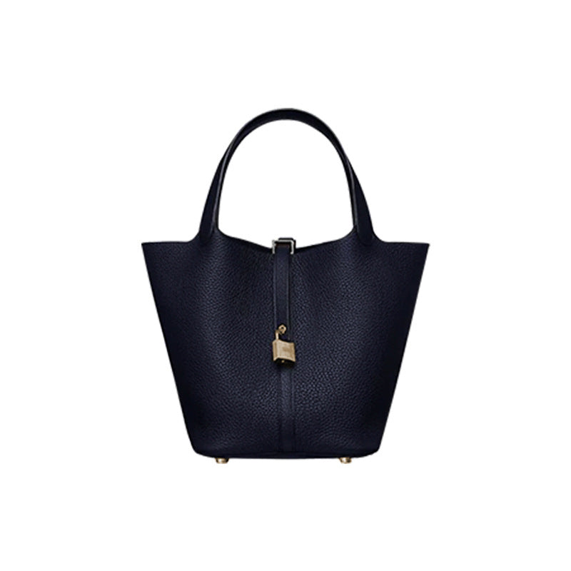 Women's Line Vegetable Basket Lychee Pattern Cowhide Handbags
